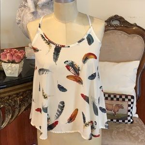 NWOT Agaci Feather Tank Top small camisole